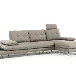 VIG Living Room Divani Casa Porter - Modern Grey Fabric Right Facing Sectional Sofa