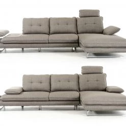 VIG Living Room Divani Casa Porter - Modern Grey Fabric Right Facing Sectional Sofa