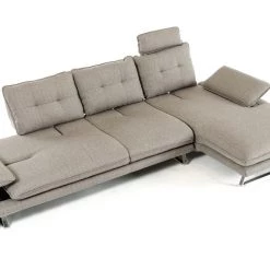 VIG Living Room Divani Casa Porter - Modern Grey Fabric Right Facing Sectional Sofa