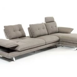 VIG Living Room Divani Casa Porter - Modern Grey Fabric Right Facing Sectional Sofa