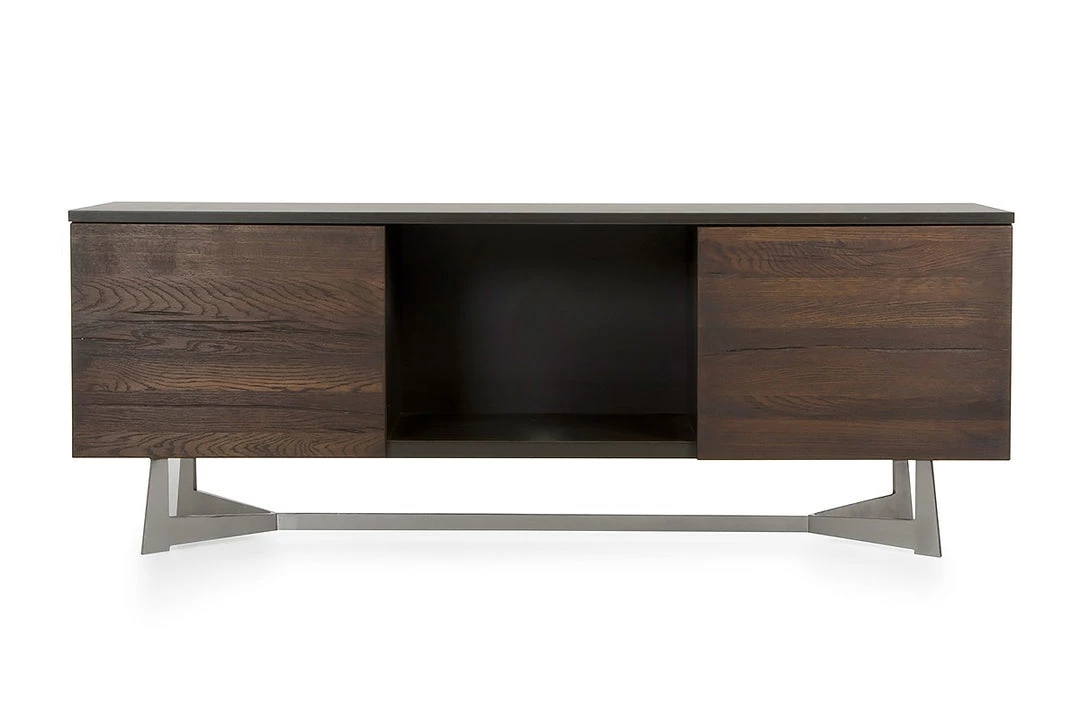 VIG Side & Console Table Modrest Wharton Modern Dark Aged Oak TV Stand