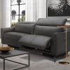 VIG Divani Casa Prairie Modern Dark Grey Leather Dual Electric Sofa Recliner With Electric Headrest