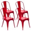 Oberlo Lucie Backrest Red Steel Dining Chairs (Set Of 4) Dining Room