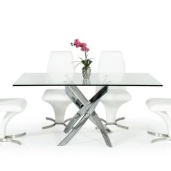 VIG Dining Room Modrest Pyrite Modern Rectangular Glass Dining Table