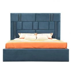 VIG Bedroom Modrest Adonis Blue Fabric Bed