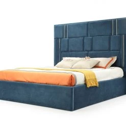 VIG Bedroom Modrest Adonis Blue Fabric Bed