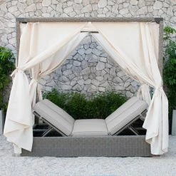 VIG Renava Marin Outdoor Beige Canopy Sunbed