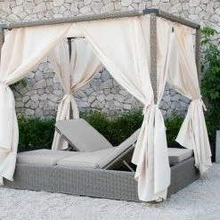 VIG Renava Marin Outdoor Beige Canopy Sunbed