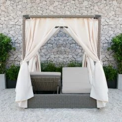 VIG Renava Marin Outdoor Beige Canopy Sunbed
