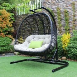 VIG Renava San Juan Outdoor Black & Beige Hanging Chair