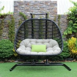 VIG Renava San Juan Outdoor Black & Beige Hanging Chair