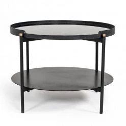 VIG Modrest Randal Modern Round Black Metal Coffee Table Living Room
