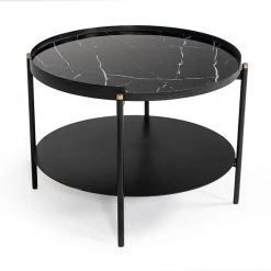 VIG Modrest Randal Modern Round Black Metal Coffee Table Living Room
