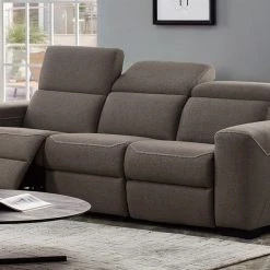 VIG Living Room Divani Casa Raywick Modern Brown Fabric Sofa W/ 2 Recliners