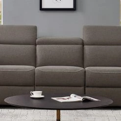 VIG Living Room Divani Casa Raywick Modern Brown Fabric Sofa W/ 2 Recliners