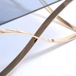 VIG Modrest Reklaw Modern Smoked Glass & Rosegold Coffee Table Living Room