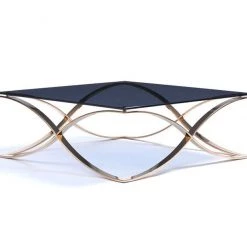 VIG Modrest Reklaw Modern Smoked Glass & Rosegold Coffee Table Living Room