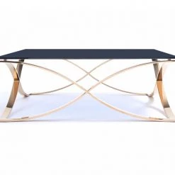 VIG Modrest Reklaw Modern Smoked Glass & Rosegold Coffee Table Living Room