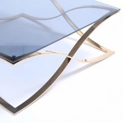 VIG Modrest Reklaw Modern Smoked Glass & Rosegold Coffee Table Living Room