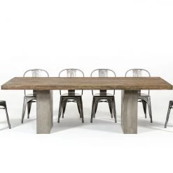 VIG Modrest Renzo Modern Oak & Concrete Dining Table Dining Room