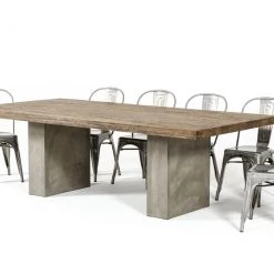 VIG Modrest Renzo Modern Oak & Concrete Dining Table Dining Room