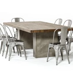 VIG Modrest Renzo Modern Oak & Concrete Dining Table Dining Room