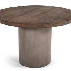 VIG Modrest Renzo Modern Round Oak & Concrete Dining Table