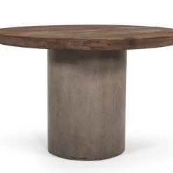 VIG Modrest Renzo Modern Round Oak & Concrete Dining Table