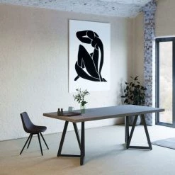 VIG Dining Room Modrest Richmond Modern Concrete & Black Metal Dining Table