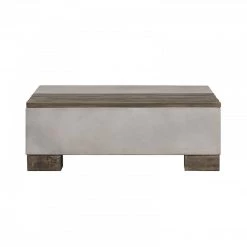 VIG Modrest Delaware Modern Concrete & Acacia Square Coffee Table