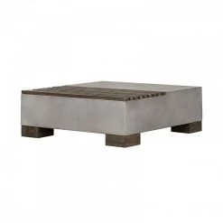 VIG Modrest Delaware Modern Concrete & Acacia Square Coffee Table