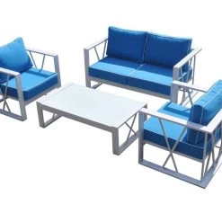 VIG Renava Palms Outdoor Blue & White Sofa Set