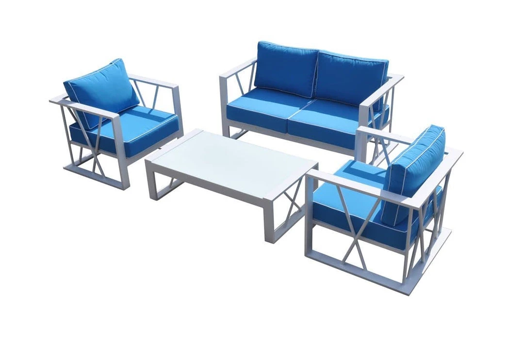 VIG Renava Palms Outdoor Blue & White Sofa Set