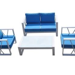 VIG Renava Palms Outdoor Blue & White Sofa Set