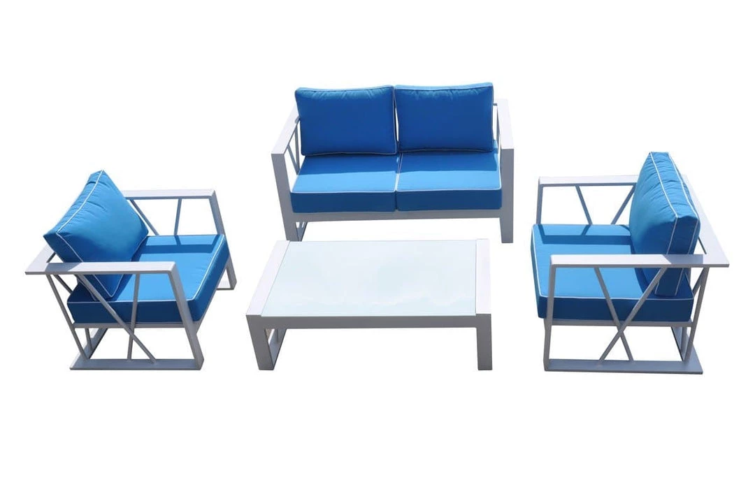 VIG Renava Palms Outdoor Blue & White Sofa Set