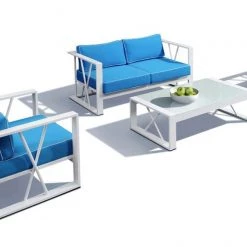 VIG Renava Palms Outdoor Blue & White Sofa Set