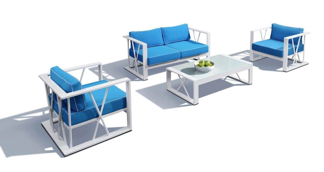 VIG Renava Palms Outdoor Blue & White Sofa Set
