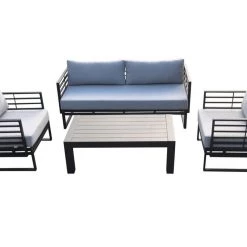 VIG Renava Wharf Outdoor Grey & Black Sofa Set