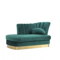 VIG Divani Casa Arvada Modern Velvet & Gold Loveseat Chaise Living Room