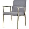 VIG Modrest Sabri - Contemporary Grey & Antique Brass Arm Dining Chair Dining Room