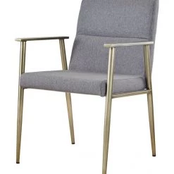 VIG Modrest Sabri - Contemporary Grey & Antique Brass Arm Dining Chair Dining Room