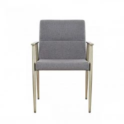 VIG Modrest Sabri - Contemporary Grey & Antique Brass Arm Dining Chair Dining Room