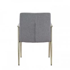 VIG Modrest Sabri - Contemporary Grey & Antique Brass Arm Dining Chair Dining Room