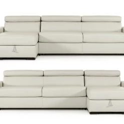 VIG Living Room Estro Salotti Sacha - Modern Leather Reversible Sectional Sofa Bed With Storage