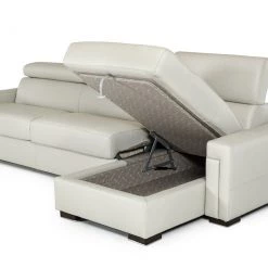 VIG Living Room Estro Salotti Sacha - Modern Leather Reversible Sectional Sofa Bed With Storage