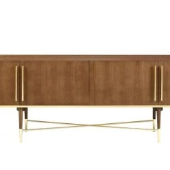 VIG Modrest Bernard Mid-Century Modern Walnut & Gold Buffet Living Room