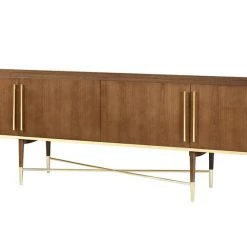 VIG Modrest Bernard Mid-Century Modern Walnut & Gold Buffet Living Room