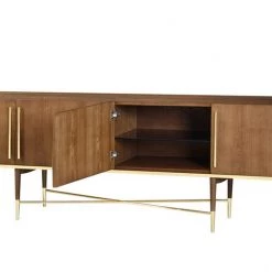 VIG Modrest Bernard Mid-Century Modern Walnut & Gold Buffet Living Room