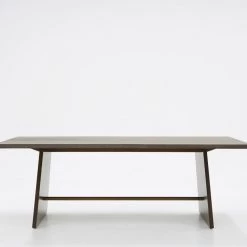 VIG Modrest Selena Modern Acacia & Brass Dining Table