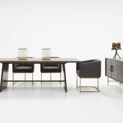 VIG Modrest Selena Modern Acacia & Brass Dining Table